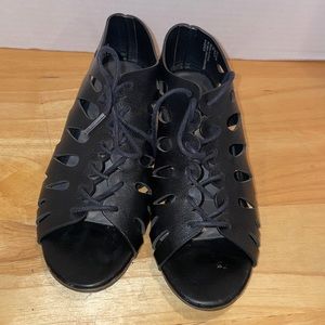 Girls black lace up shoes